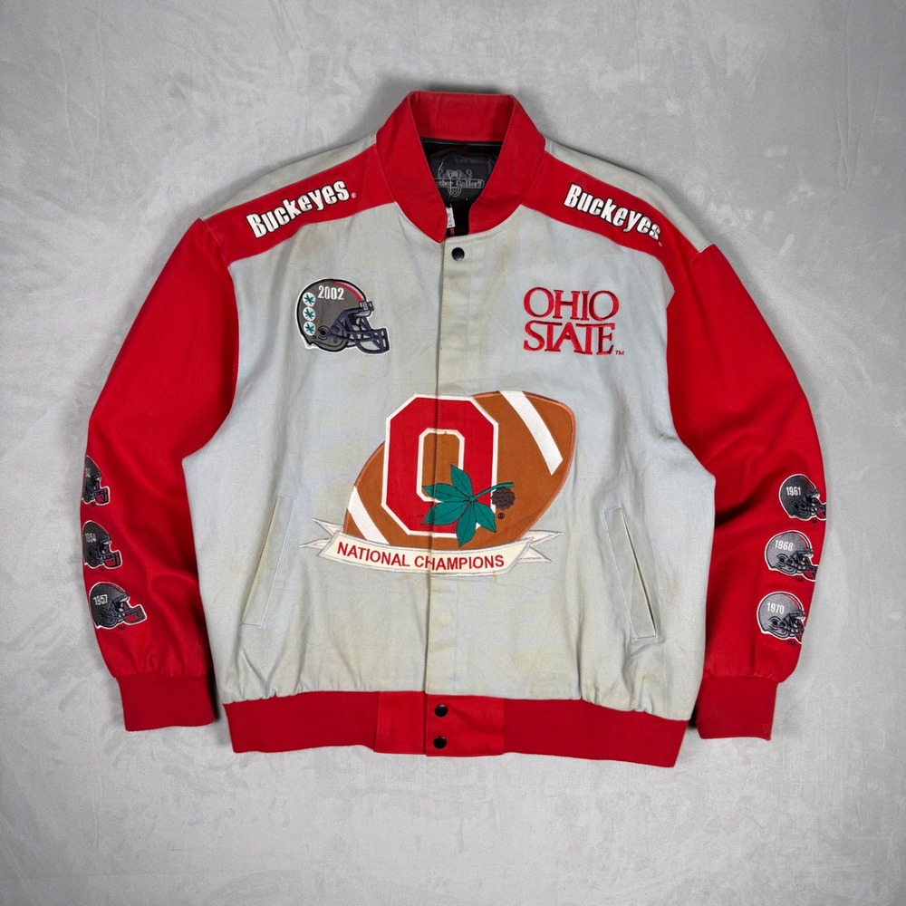 Y2K Mens Leather Gallery Ohio State Buckeyes National Champions Jacket XL